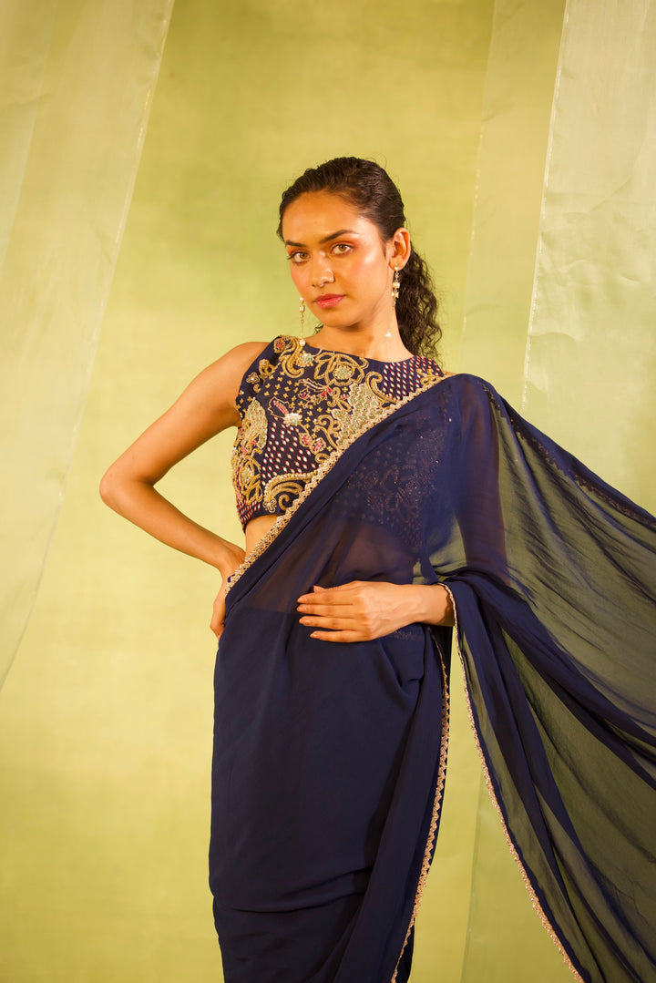 NIGHT-SKY BLUE SAREE - SITARA