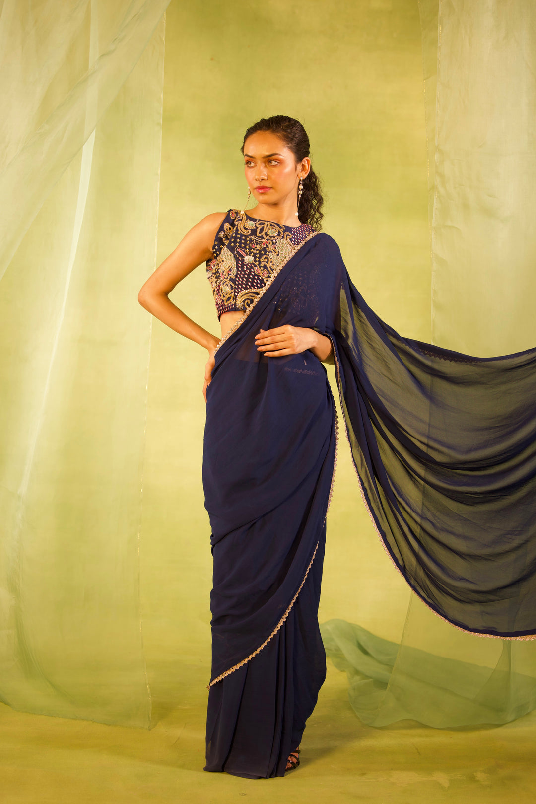 NIGHT-SKY BLUE SAREE - SITARA