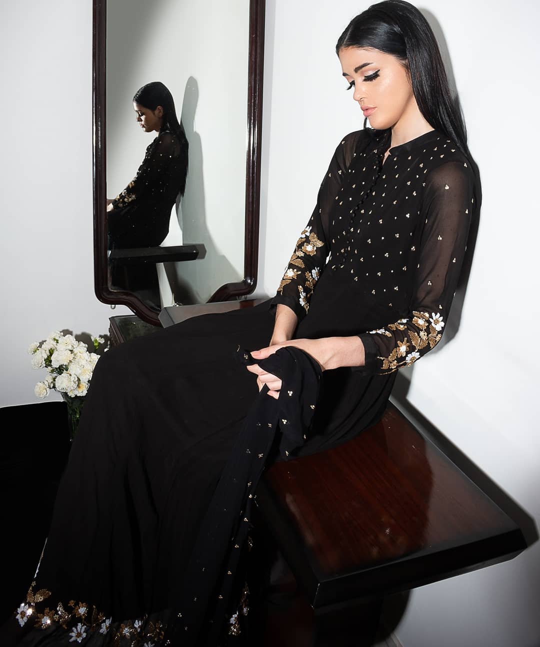 Black Anarkali - Old World Charma