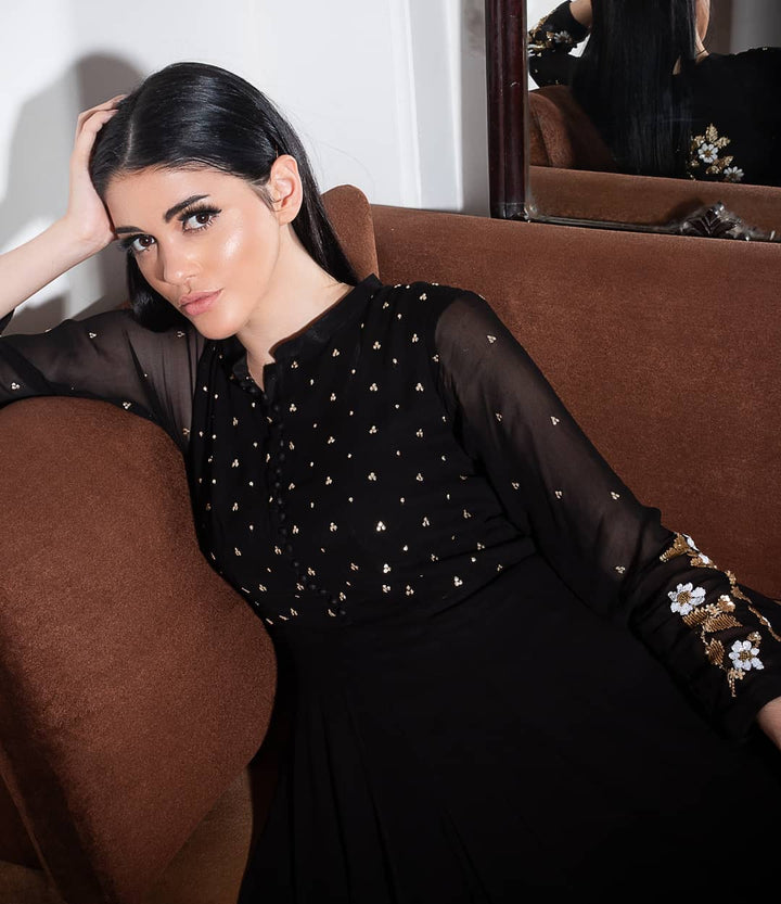 Black Anarkali - Old World Charma