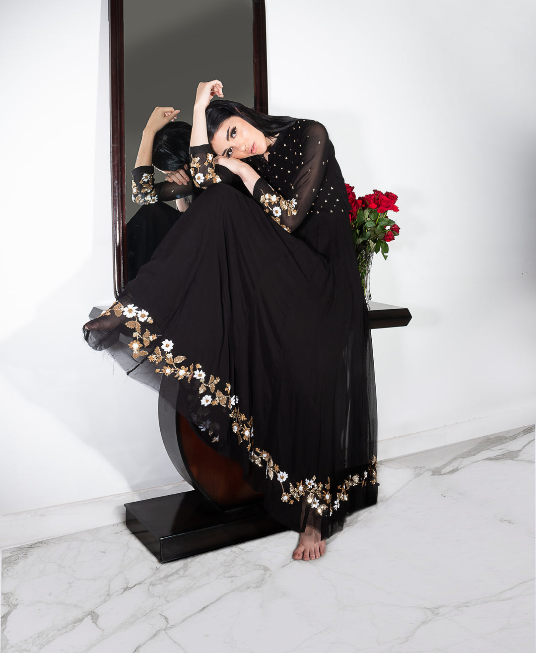 Black Anarkali - Old World Charma