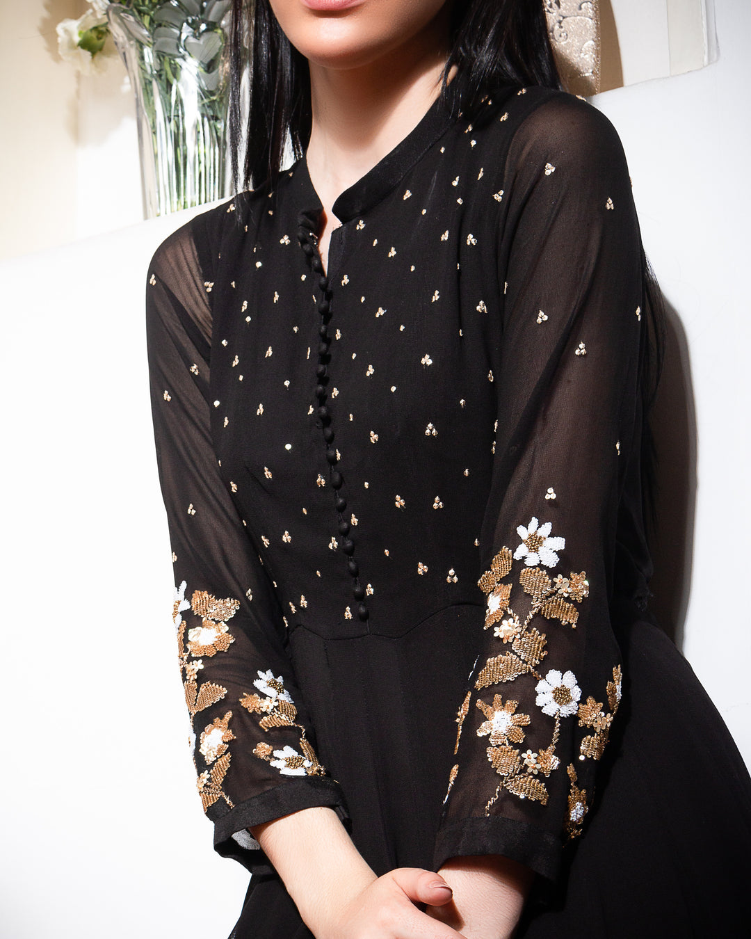 Black Anarkali - Old World Charma