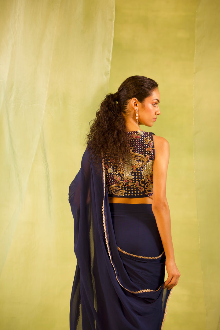 NIGHT-SKY BLUE SAREE - SITARA