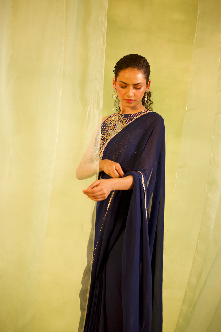 NIGHT-SKY BLUE SAREE - SITARA