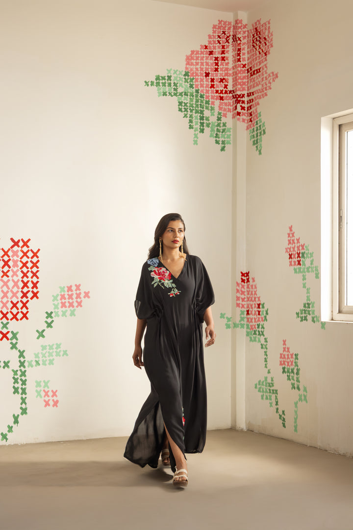 Black Bloom Kaftan
