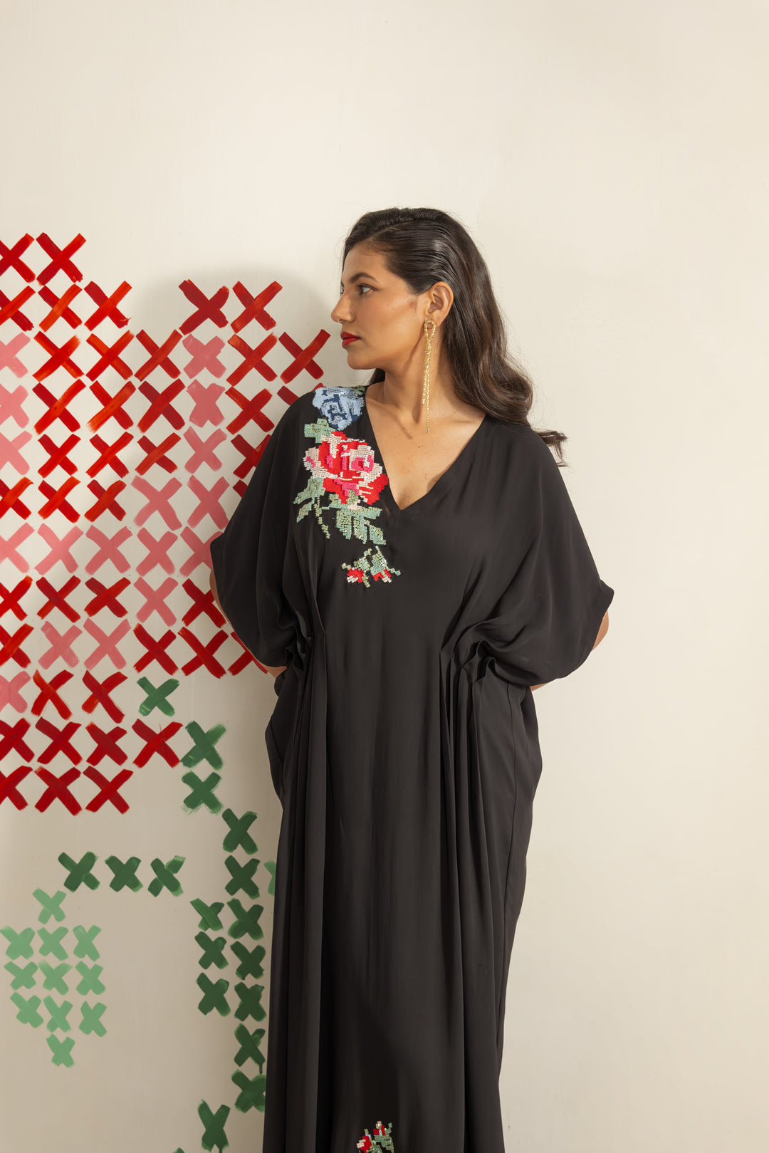 Black Bloom Kaftan
