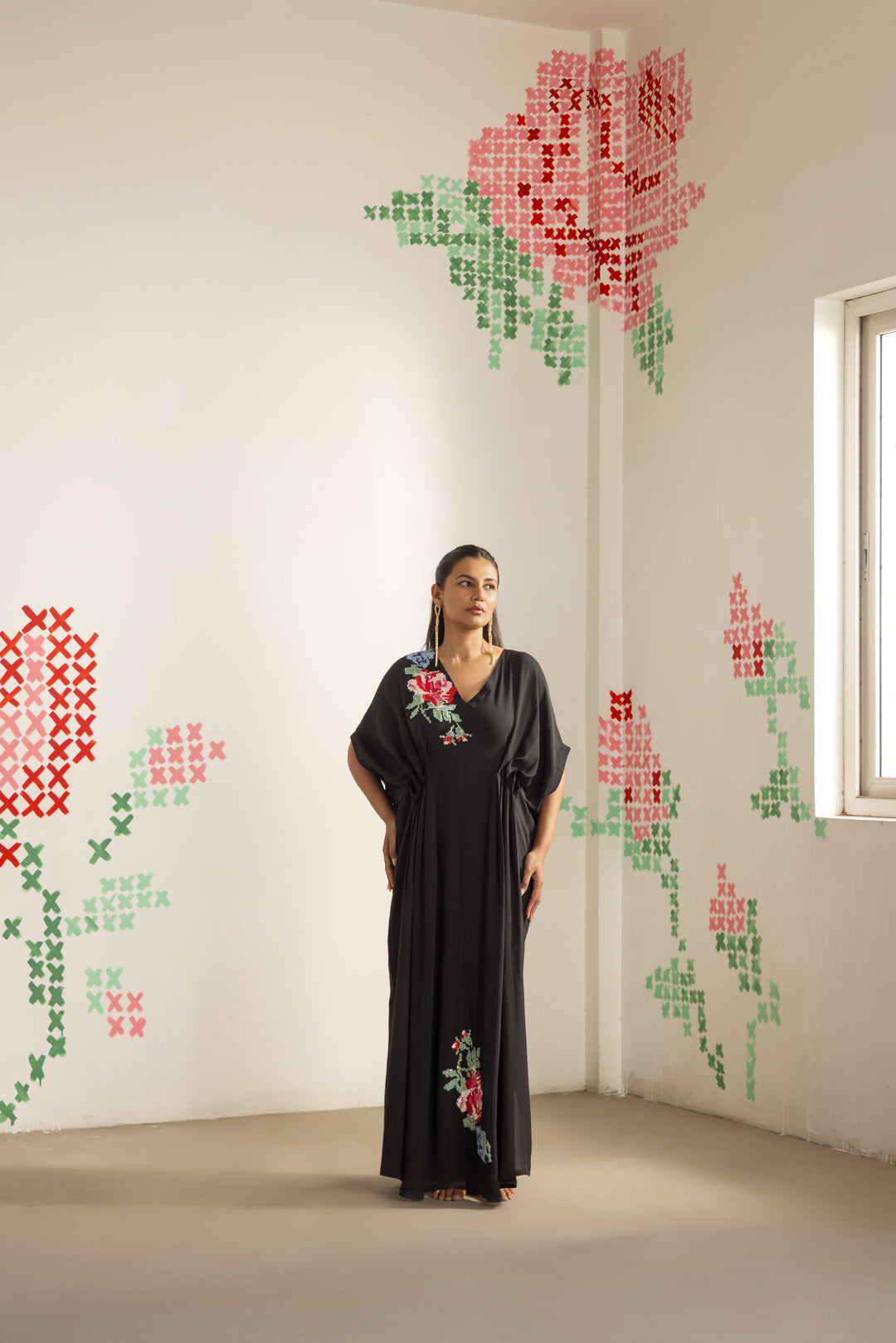 Black Bloom Kaftan