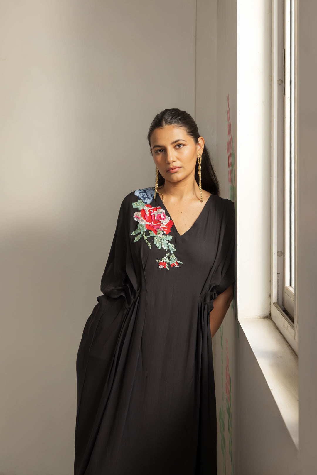 Black Bloom Kaftan