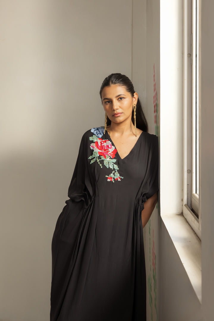 Black Bloom Kaftan