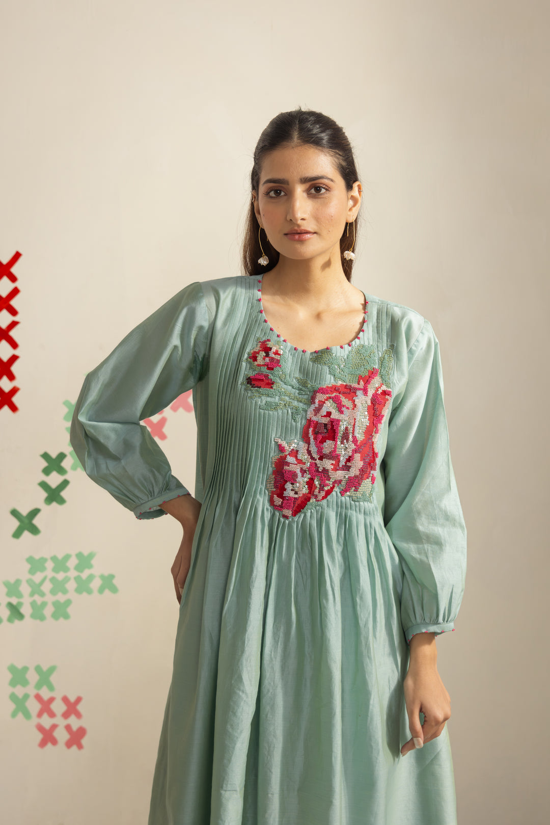 Sea Green pleated dress