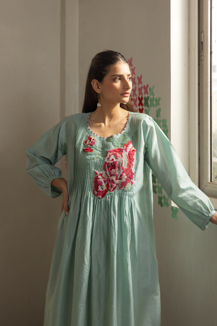 Sea Green pleated dress